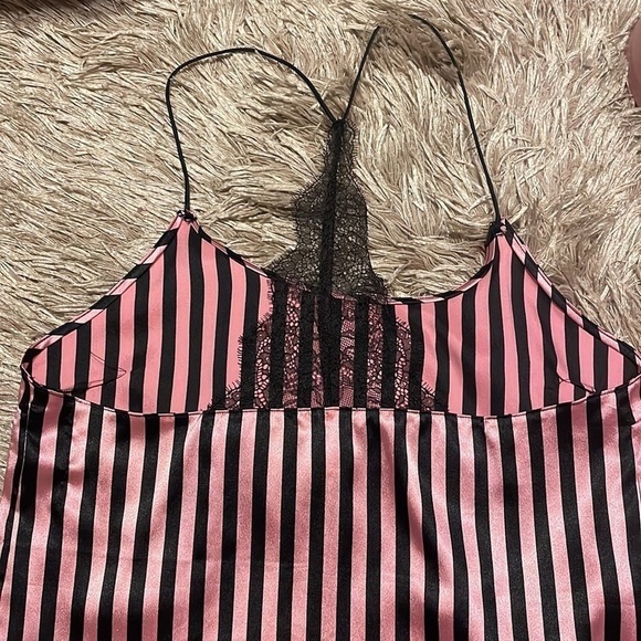 Victoria’s Secret Satin Pink & Black Stripe Lingerie Sz Small - Picture 8 of 8
